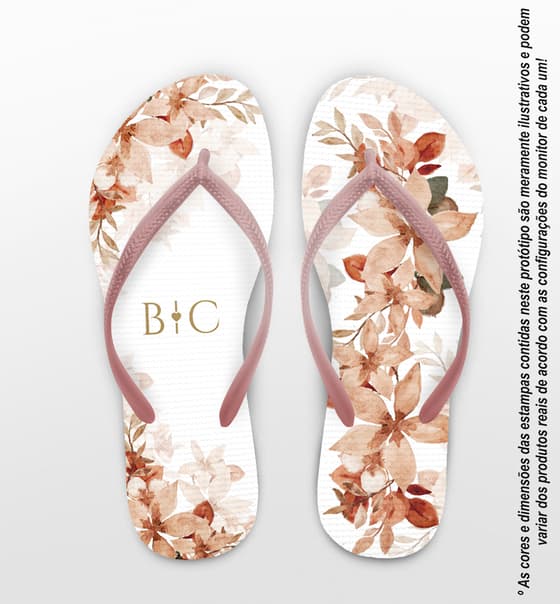 Chinelo Casamento Folhas Secas Personalizado COD 12460