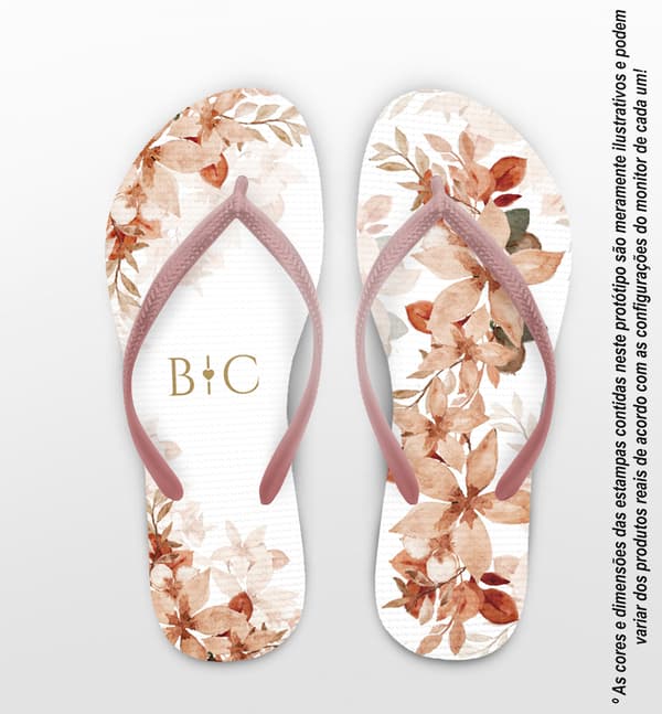 Chinelo Casamento Folhas Secas Personalizado COD 12460