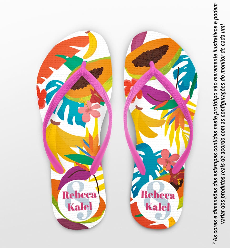 Chinelo Casamento Frutas Tropicais Personalizado COD 12680