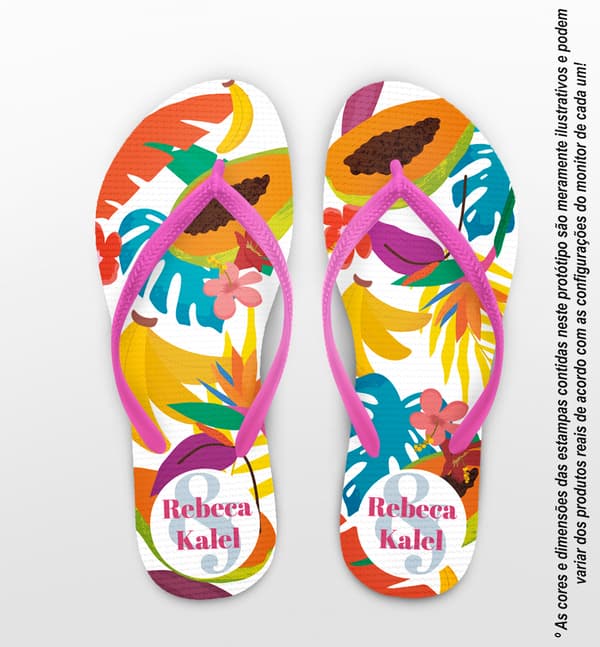Chinelo Casamento Frutas Tropicais Personalizado COD 12680