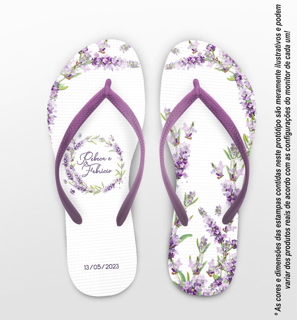 Chinelo Casamento Lavanda Personalizado COD 12322