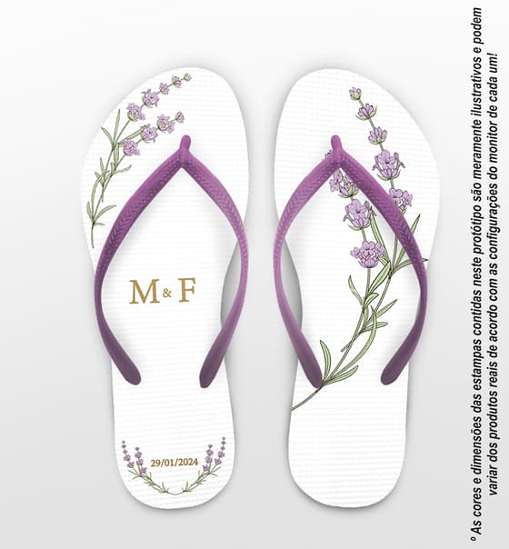Chinelo Casamento Lavanda Personalizado COD 12329