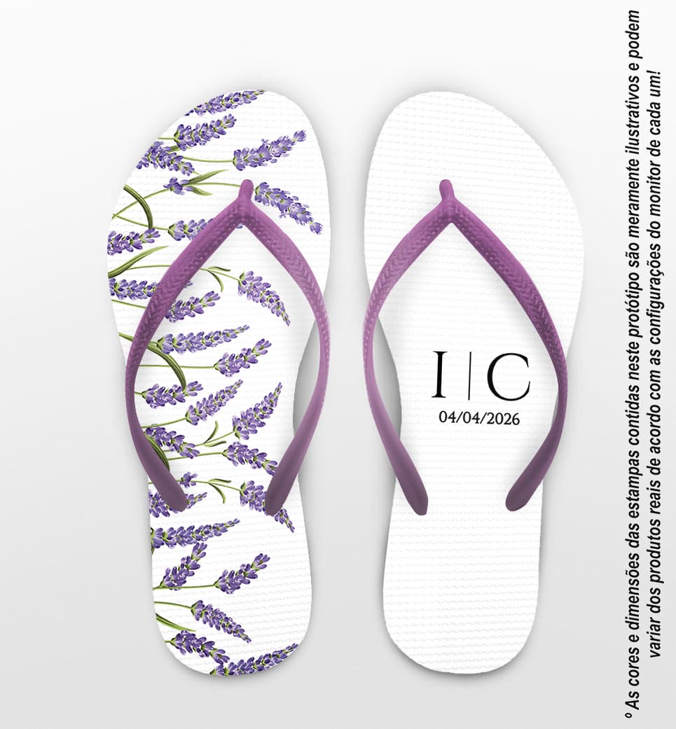 Chinelo Casamento Lavanda Personalizado COD 12357