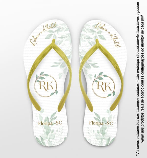Chinelo Casamento Monograma Floral Personalizado COD 12532