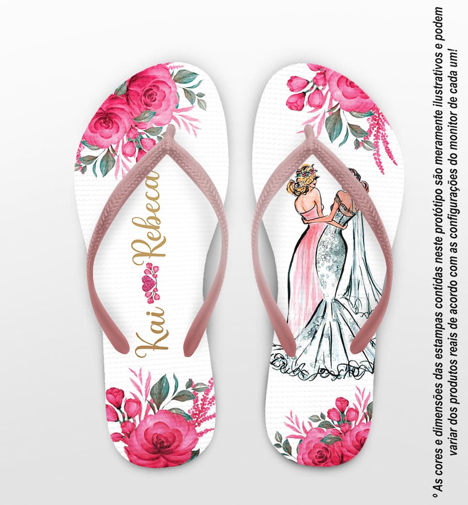Chinelo Casamento Noiva Madrinha Magenta Personalizado COD 12442