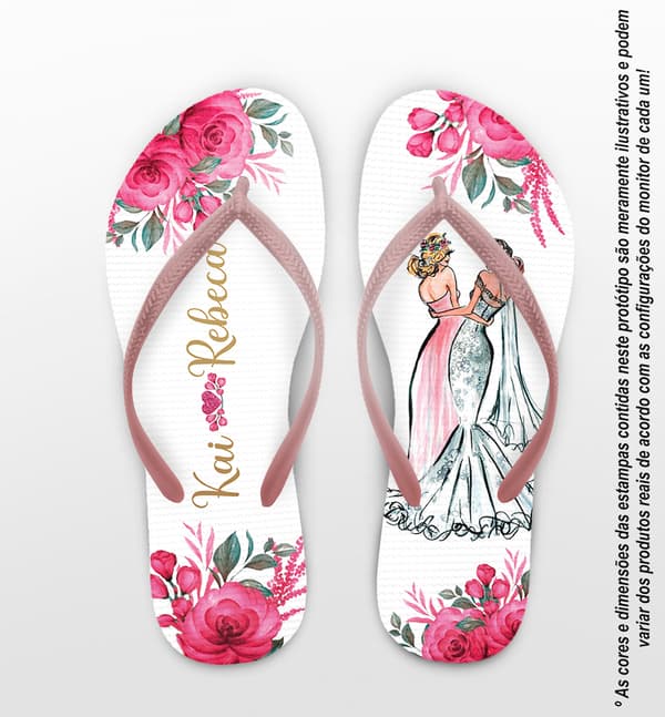 Chinelo Casamento Noiva Madrinha Magenta Personalizado COD 12442