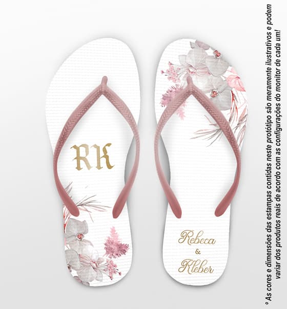 Chinelo Casamento Orquídea Personalizado COD 12327