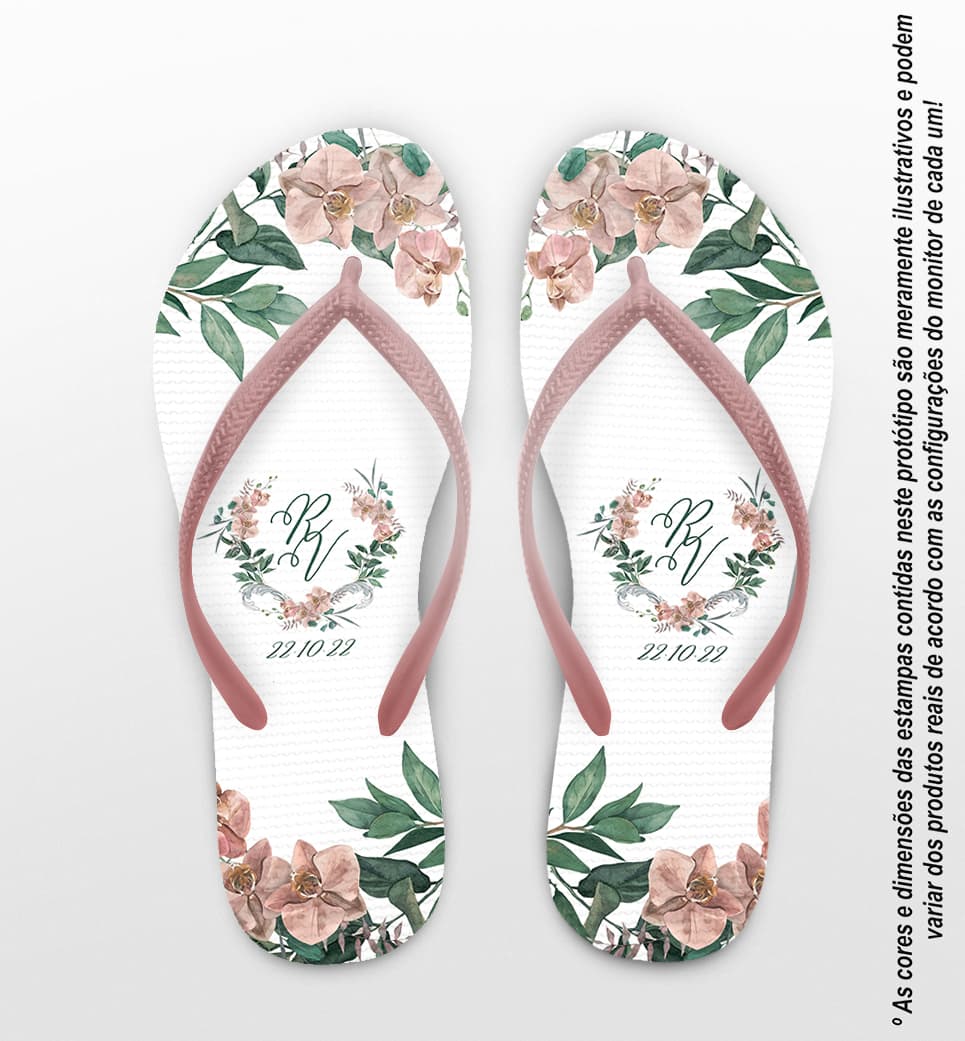 Chinelo Casamento Orquídeas Personalizado COD 12337