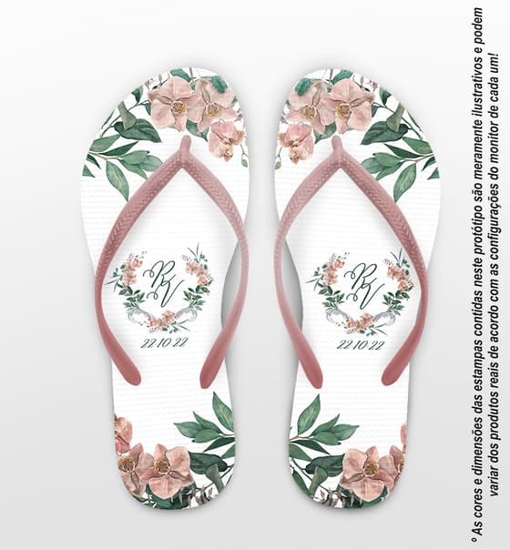 Chinelo Casamento Orquídeas Personalizado COD 12337