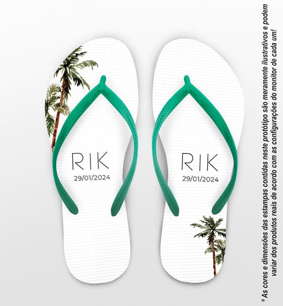 Chinelo Casamento Palmeiras Personalizado COD 12331