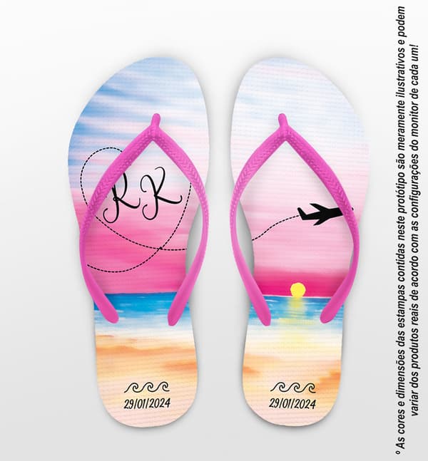 Chinelo Casamento Praia Avião Personalizado COD 12444