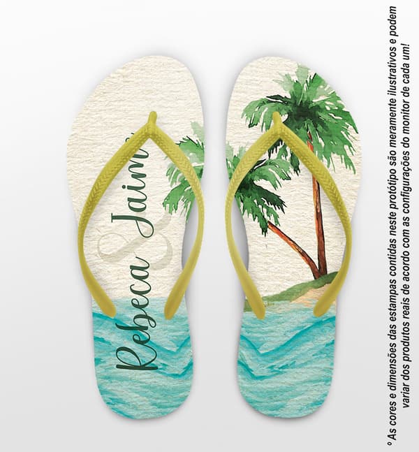 Chinelo Casamento Praia Coqueiros Personalizado COD 12441