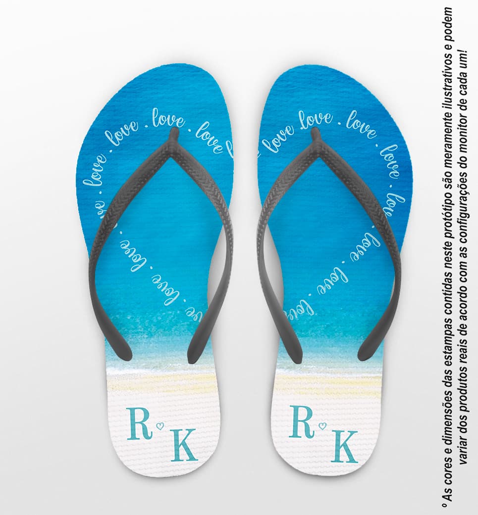 Chinelo Casamento Praia Coração Personalizado COD 12439