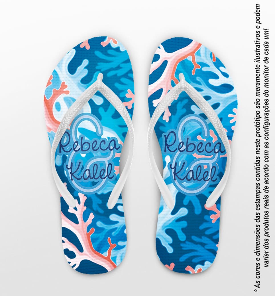 Chinelo Casamento Praia Coral Personalizado COD 12659