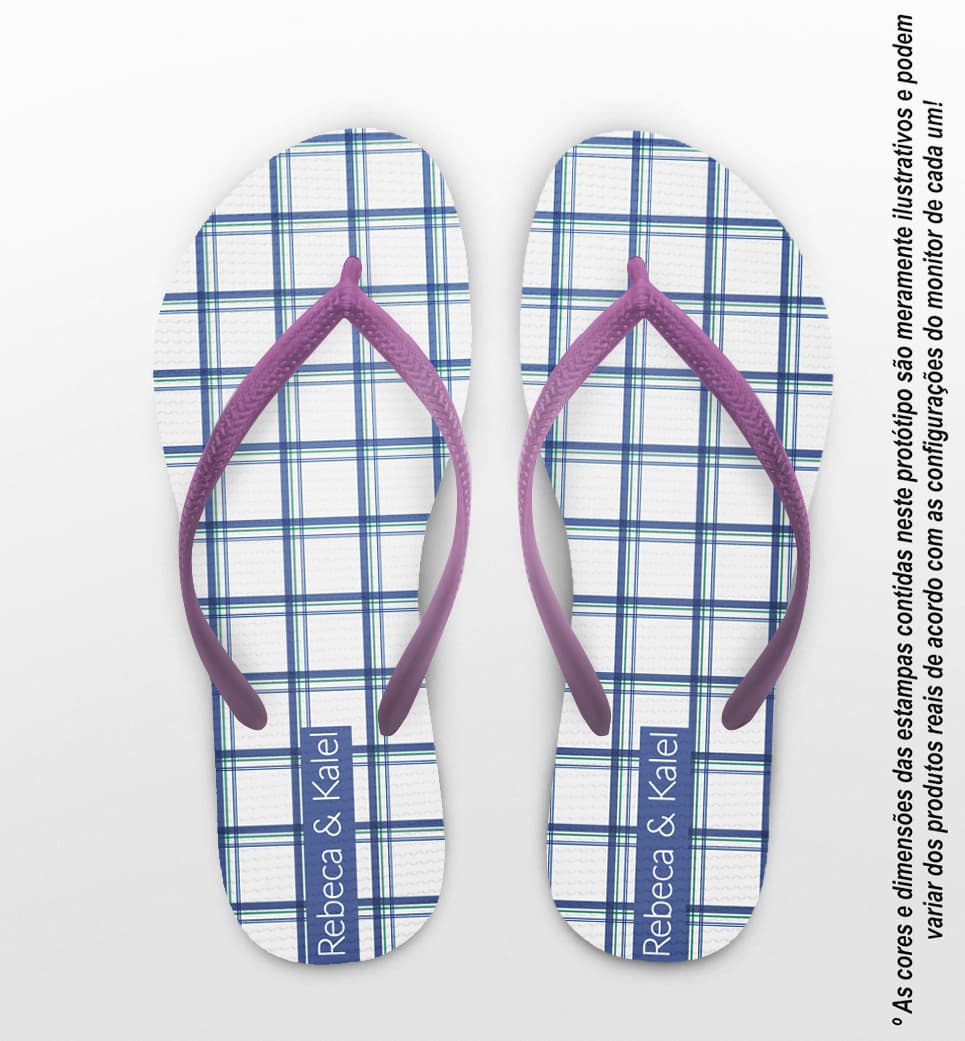 Chinelo Casamento Xadrez Personalizado COD 12593