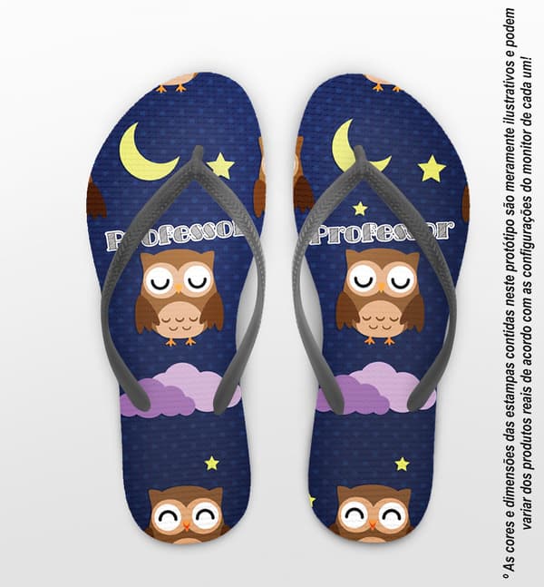 Chinelo Dia dos Professores Coruja, Personalizado - COD 2889