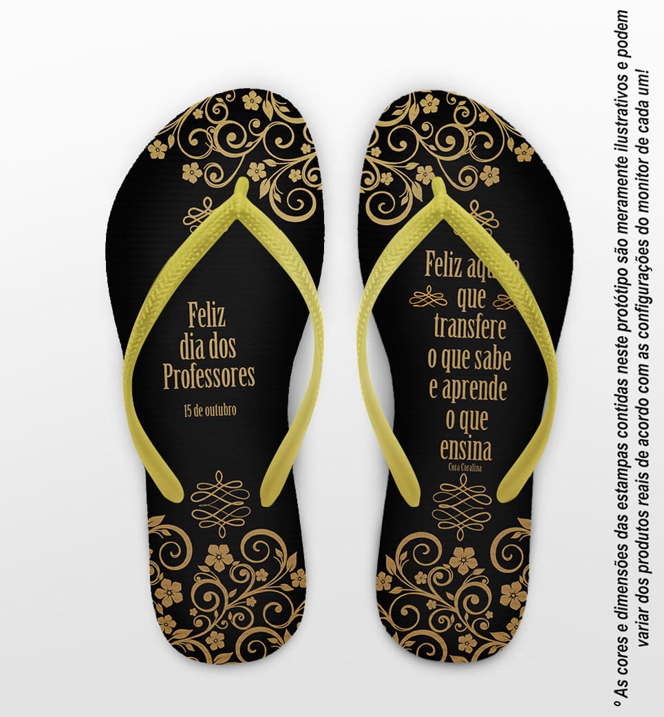 Chinelo Dia dos Professores Dourado, Personalizado - COD 2892