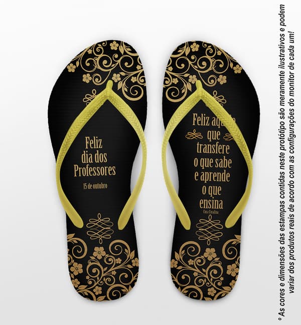 Chinelo Dia dos Professores Dourado, Personalizado - COD 2892