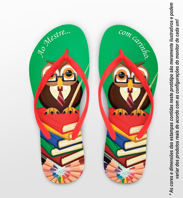 Chinelo Dia dos Professores Personalizado, Com carinho - COD 2880