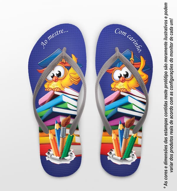 Chinelo Dia dos Professores Personalizado, Com carinho - COD 2882