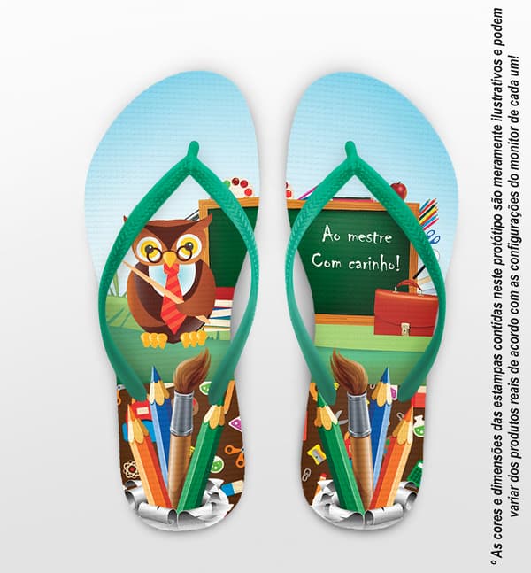 Chinelo Dia dos Professores Personalizado, Coruja e Lápis - COD 2911