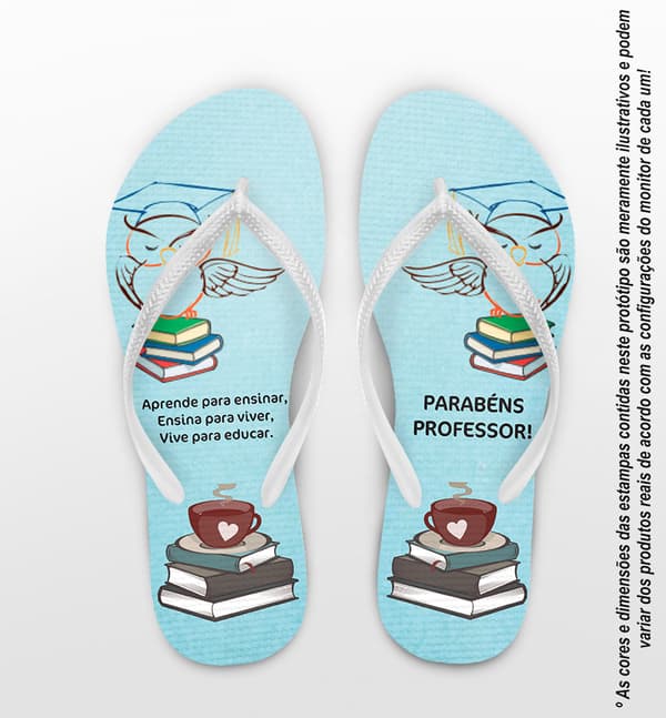 Chinelo Dia dos Professores Personalizado, Coruja e Livros - COD 2909
