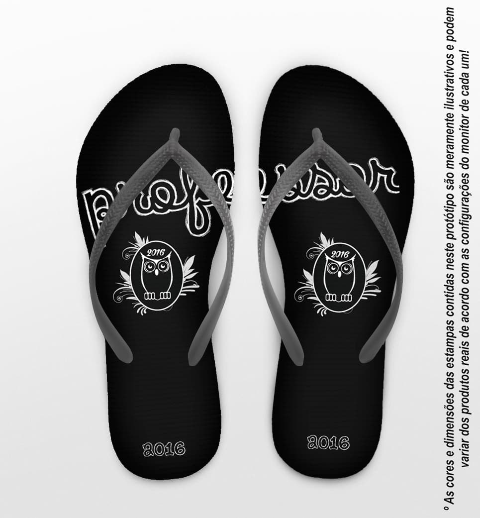 Chinelo Dia dos Professores Personalizado, Coruja Preta - COD 2917