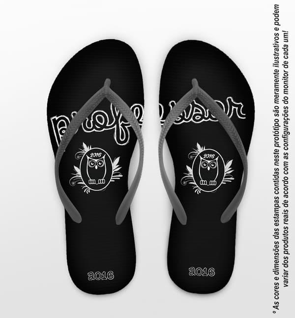 Chinelo Dia dos Professores Personalizado, Coruja Preta - COD 2917