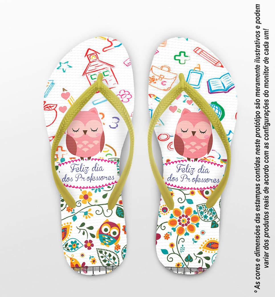 Chinelo Dia dos Professores Personalizado, Coruja Rosa - COD 2897