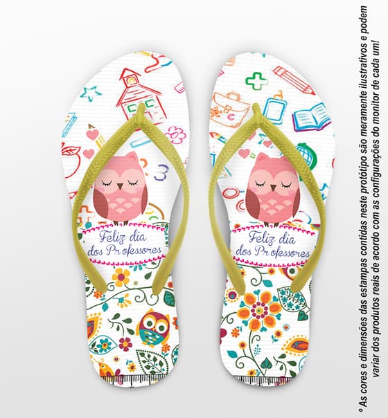 Chinelo Dia dos Professores Personalizado, Coruja Rosa - COD 2897