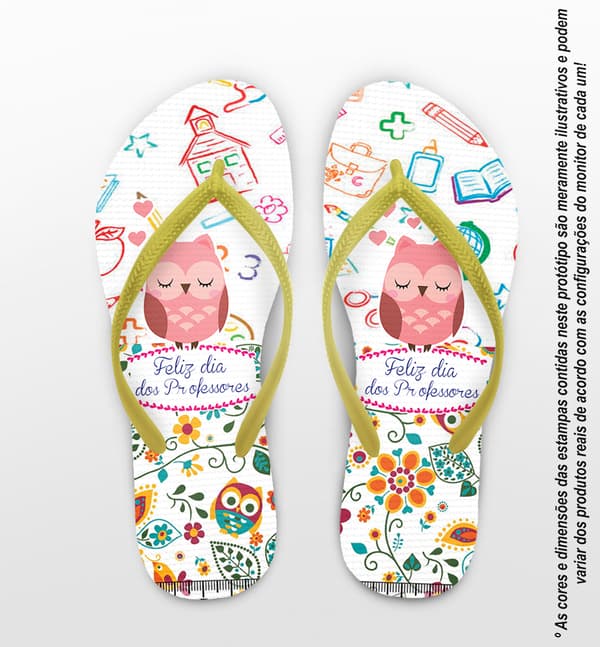 Chinelo Dia dos Professores Personalizado, Coruja Rosa - COD 2897