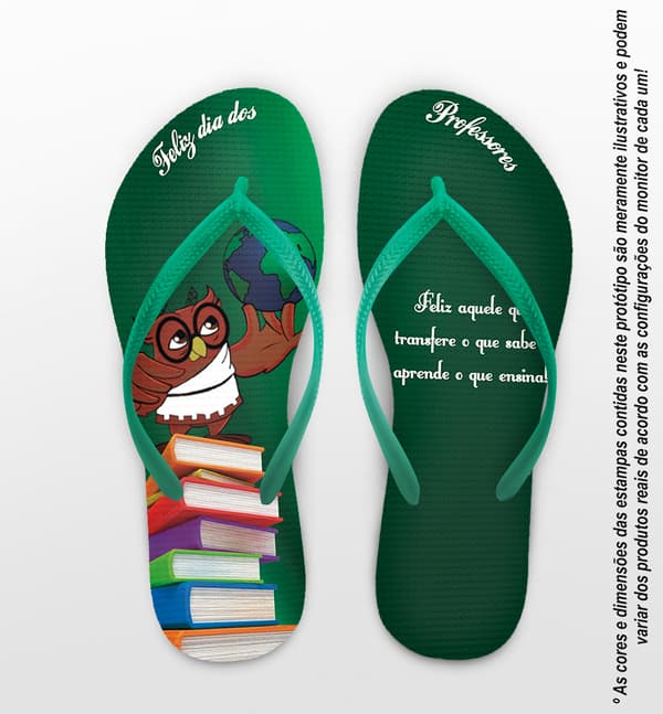 Chinelo Dia dos Professores Personalizado, Coruja Verde - COD 2904
