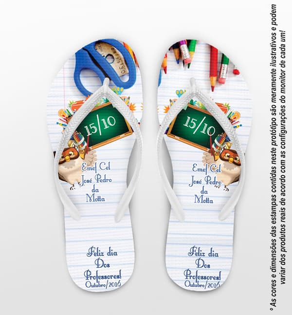 Chinelo Dia dos Professores Personalizado, Corujas e Lápis - COD 2915
