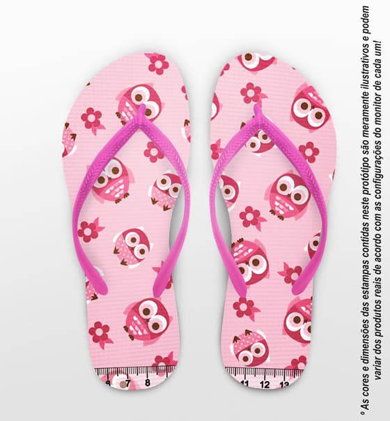 Chinelo Dia dos Professores Personalizado, Corujas Rosa - COD 2903