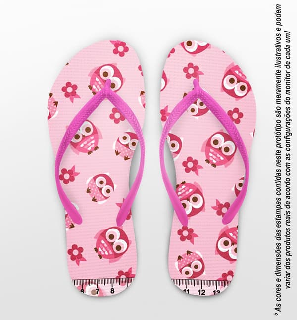 Chinelo Dia dos Professores Personalizado, Corujas Rosa - COD 2903