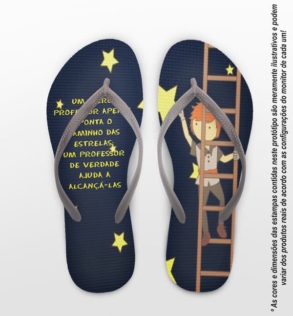 Chinelo Dia dos Professores Personalizado, Estrelas com Frase - COD 2912