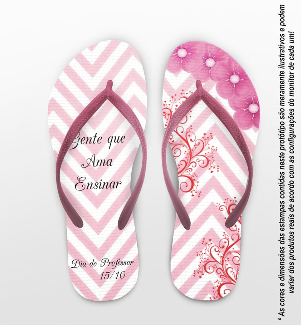 Chinelo Dia dos Professores Personalizado, Floral Rosa - COD 2913