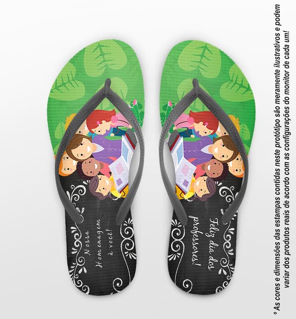 Chinelo Dia dos Professores Personalizado, Floral Verde - COD 2905