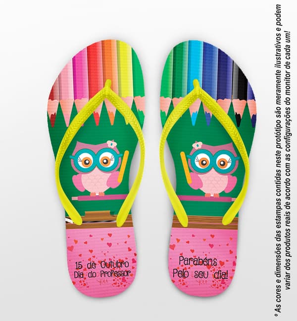 Chinelo Dia dos Professores Personalizado, Rosa - COD 2902