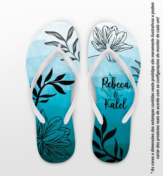 Chinelo Folhas e Flores Personalizado COD 12588