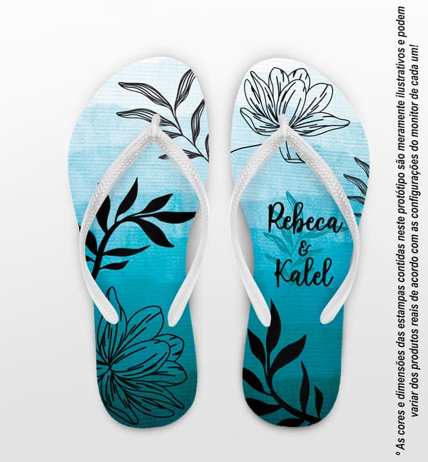 Chinelo Folhas e Flores Personalizado COD 12588