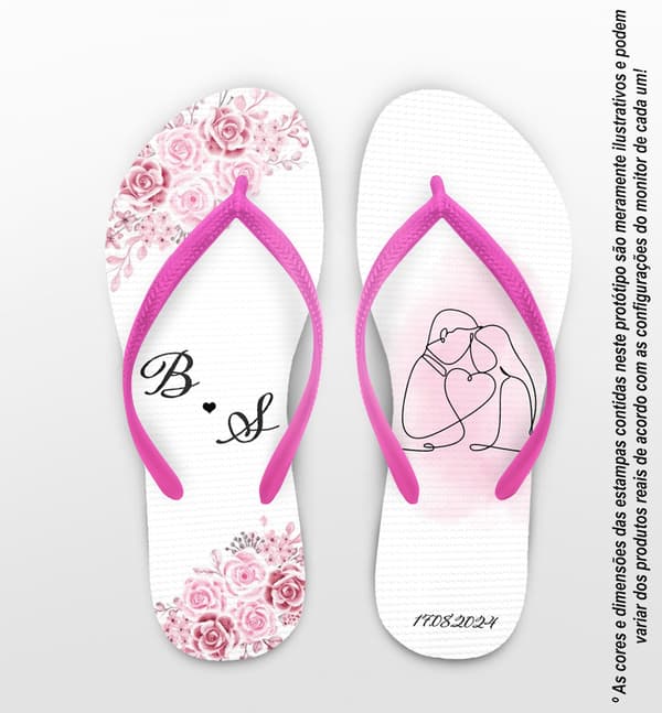 Chinelo Noivos Floral Personalizado COD 12589