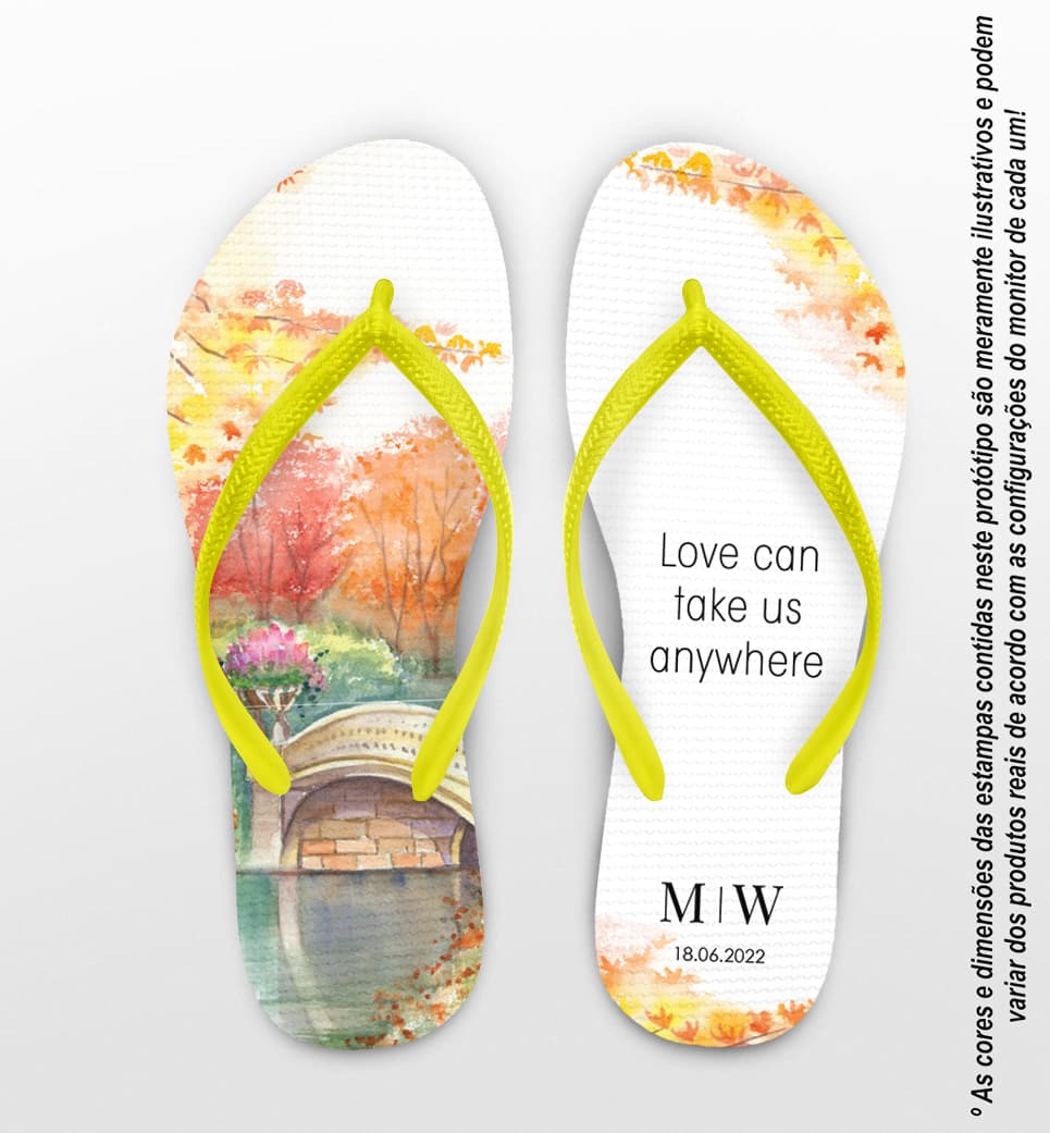 Chinelo Casamento Aquarela Personalizado COD 10715