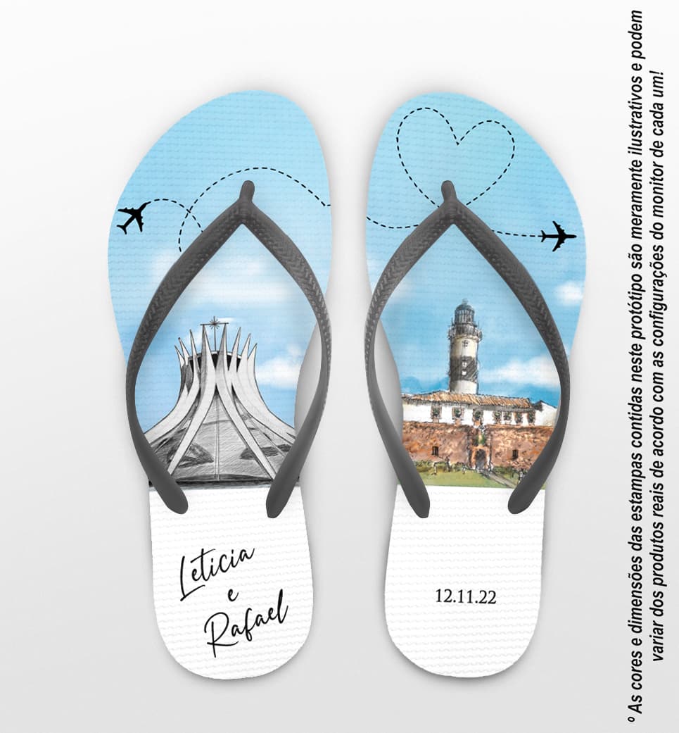 Chinelo Casamento Bahia e Brasília Personalizado COD 10723