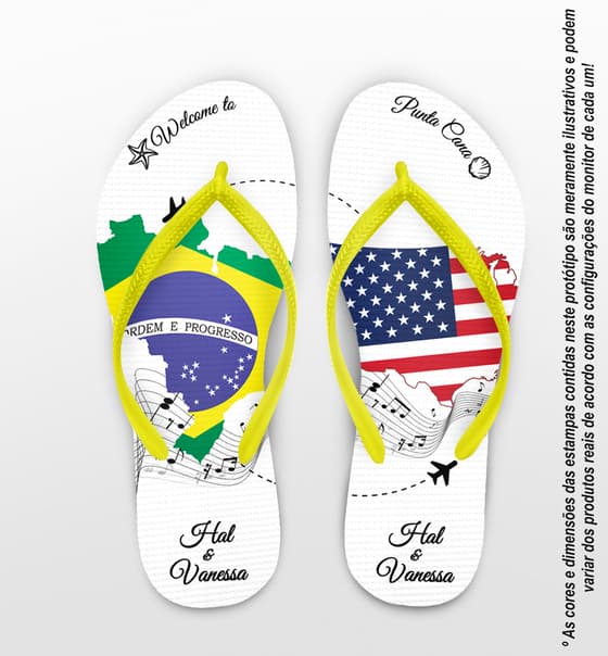 Chinelo Casamento Brasil EUA Personalizado COD 10223