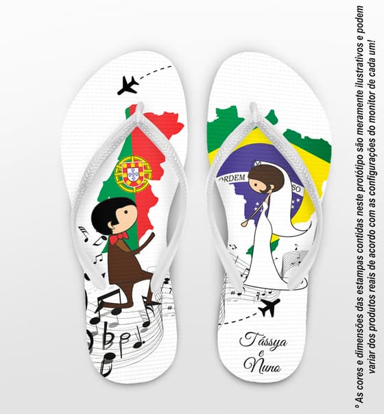 Chinelo Casamento Brasil Portugal Noivinhos Personalizado COD 10267