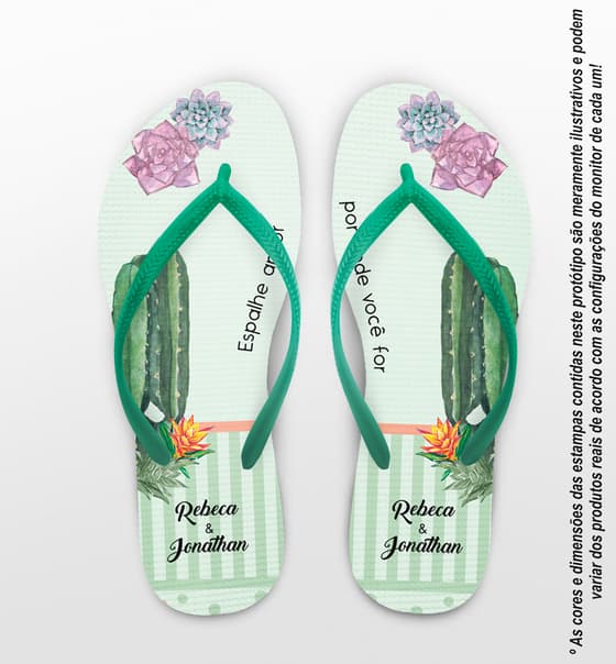 Chinelo Casamento Cacto Suculenta Personalizado COD 10295