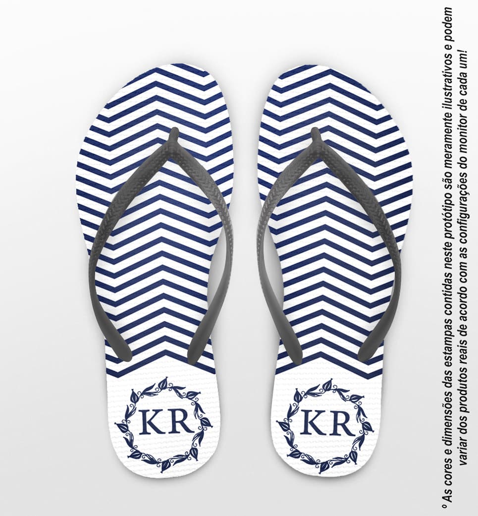 Chinelo Casamento Chevron Azul Personalizado COD 7993