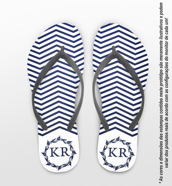 Chinelo Casamento Chevron Azul Personalizado COD 7993
