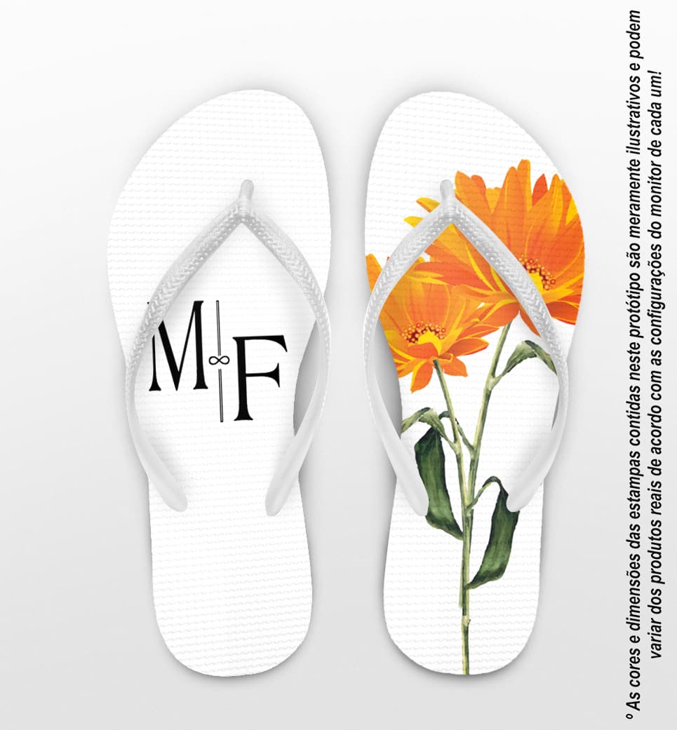 Chinelo Casamento com Flor Laranja Personalizado COD 9497